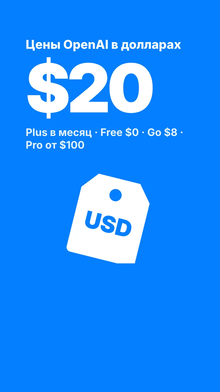 Ценник тарифа Plus: 20 долларов в месяц, рядом Free, Go и Pro
