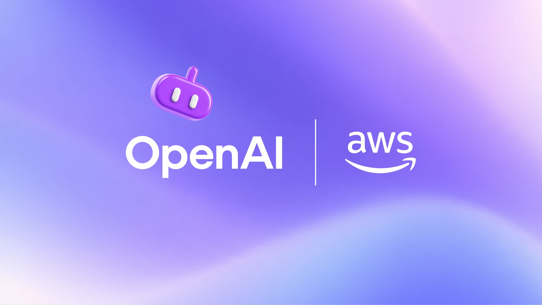 Image 10: Логотипы OpenAI и AWS на сине-фиолетовом градиентном фоне.