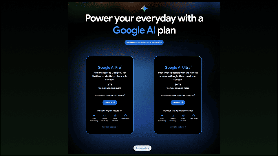 Google AI Pro vs Ultra — сравнение подписок