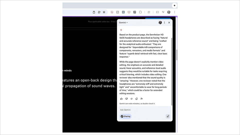 Gemini в Chrome — ИИ-помощник в браузере