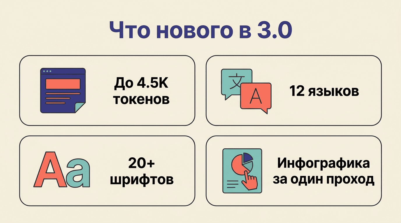 Что нового в Qwen-Image-3.0: до 4.5K токенов, 12 языков, 20+ шрифтов, инфографика за один проход