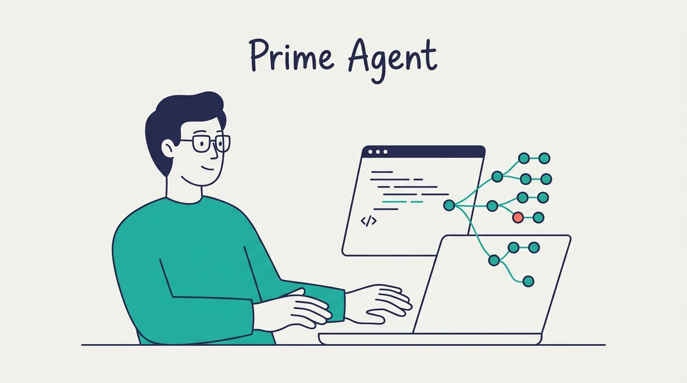 Разработчик наблюдает, как Prime Agent сам пишет код и порождает суб-агентов