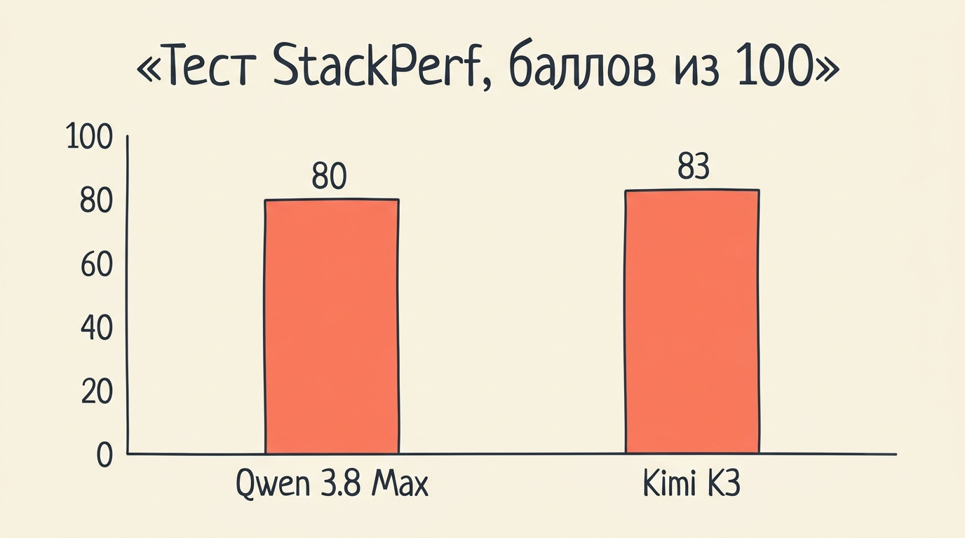 Результаты теста StackPerf: Qwen 3.8 Max 80 против Kimi K3 83