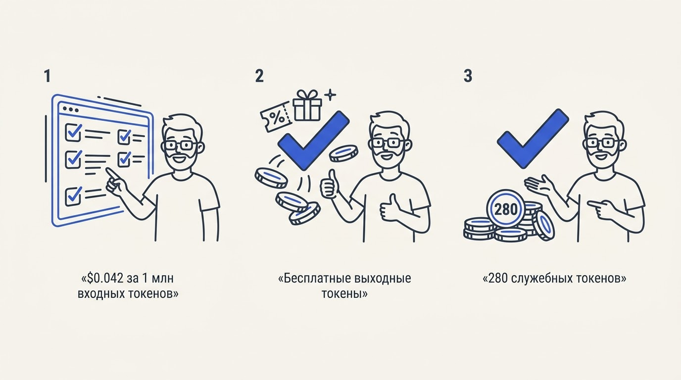 Разработчик показывает класс на фоне парящей цифровой доски с расценками и яркими зелеными галочками.