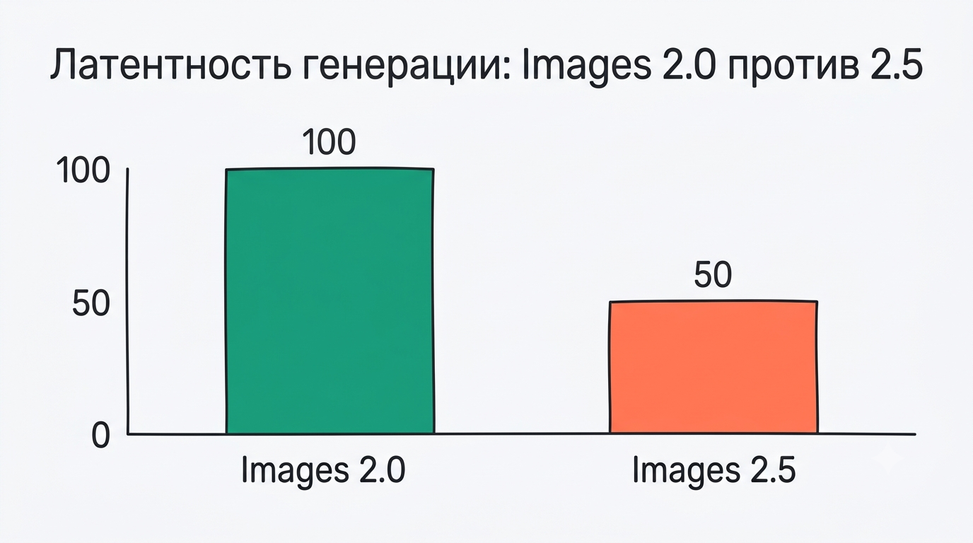 График латентности генерации: Images 2.0 против Images 2.5