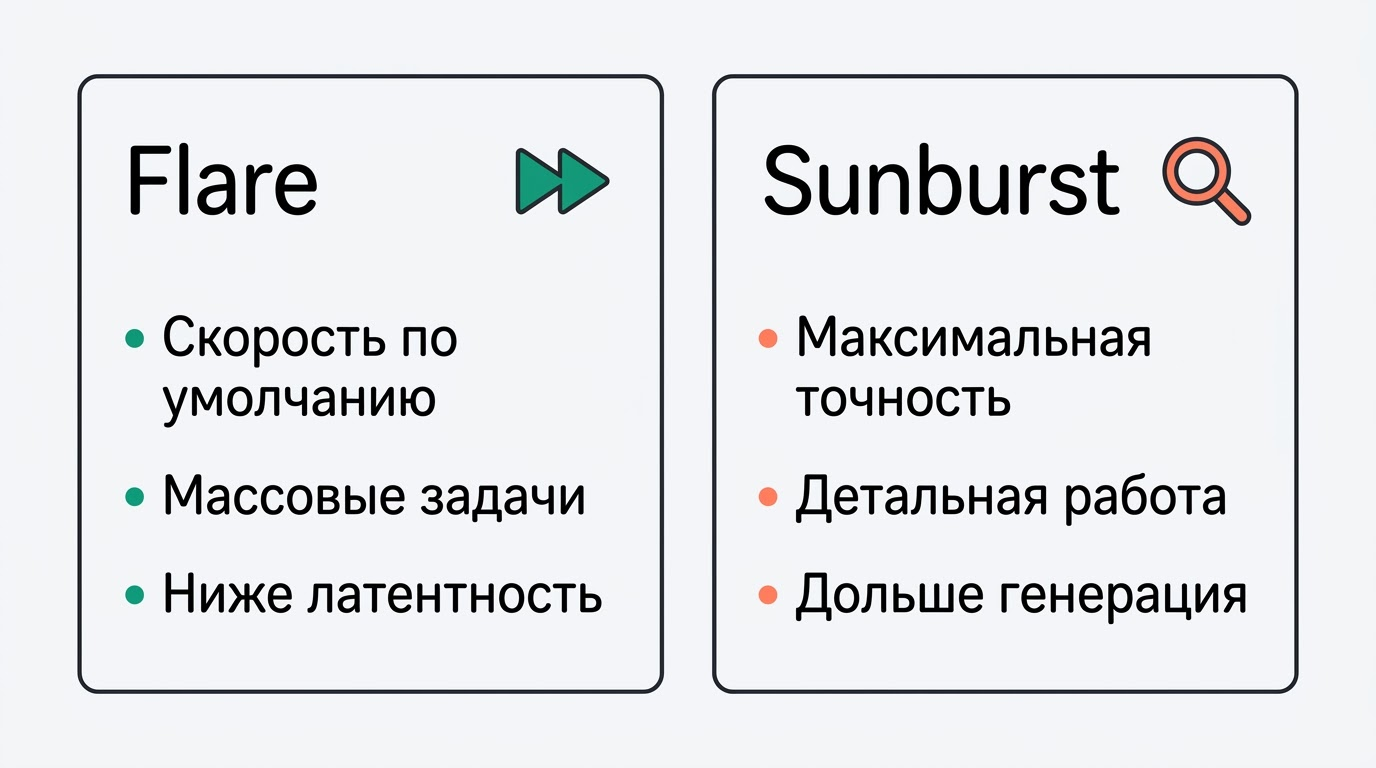 Сравнение API-моделей GPT-Image-2.5 Flare и Sunburst