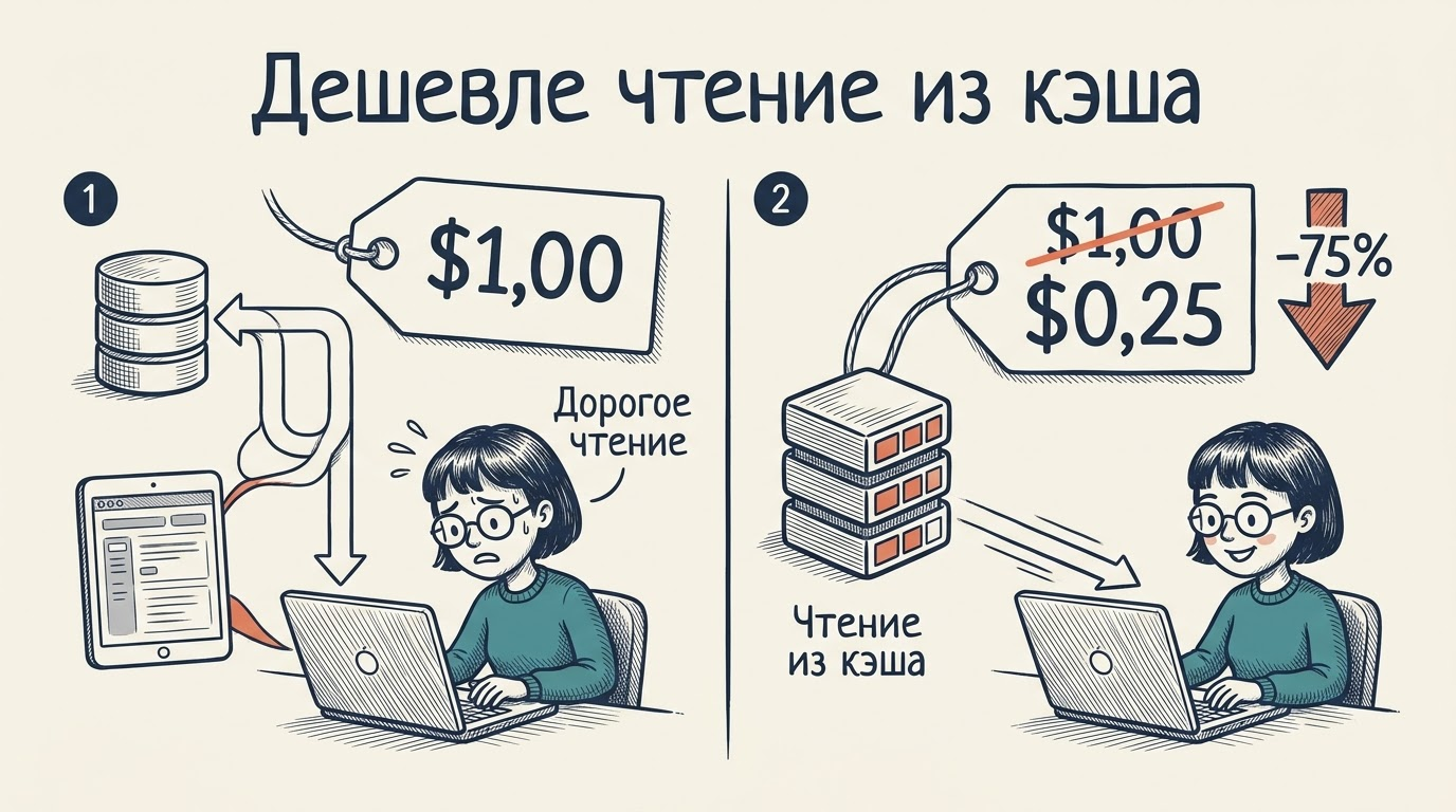 Чтение из кэша подешевело с $1,00 до $0,25 за 1 млн токенов — на 75%
